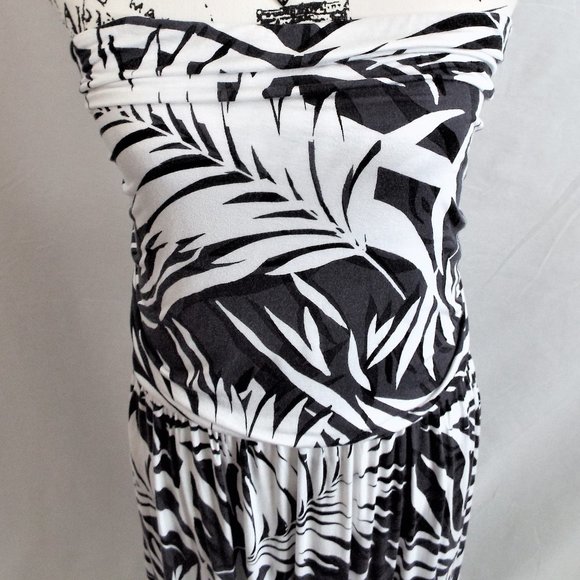 Belle Beach Key West Palm Black and White Palm Pullover Maxi Dress Size XLP - Picture 3 of 13